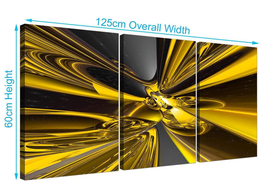 set of 3 abstract canvas prints yellow 3256