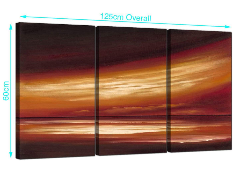 Set of 3 Abstract Sunset Canvas Pictures 125cm x 60cm 3147