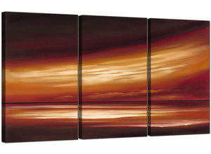 Set of Three Seascape Canvas Pictures Abstract Sunset 3147