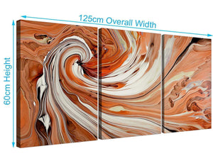 set of 3 abstract swirl canvas pictures orange 3264