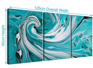 set of 3 abstract swirl canvas pictures teal 3266