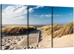 Set of Three Seascape Canvas Prints Beach Dunes 3197