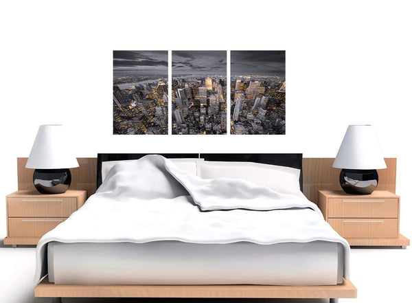 Black White Yellow New York Skyline Cityscape Canvas 