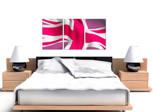 Pink White Union Jack Flag Abstract Modern Canvas Art