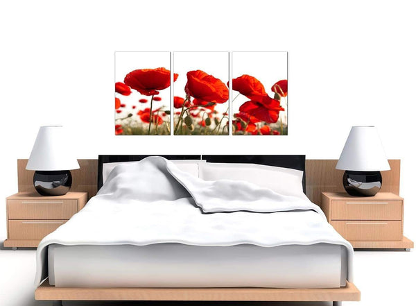 Set of 3 Flowers Canvas Wall Art Poppy 3056