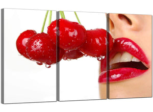 3 Part Fruit Canvas Prints UK Cherry Lips 3049