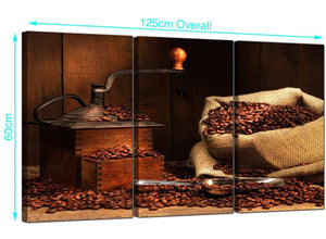 Three Part Coffee Beans Canvas Prints UK 125cm x 60cm 3062