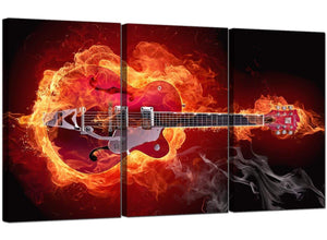 3 Part Musical Instrument Canvas Prints Fiery Guitar 3065
