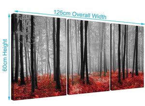 set of 3 forest woodland trees canvas prints black and white 3236