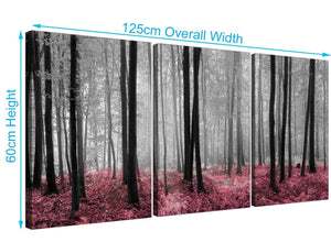 set of 3 forest woodland trees canvas prints black and white 3241