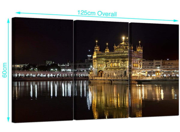 3 Panel Golden Temple Amritsar Canvas Prints UK 125cm x 60cm 3195