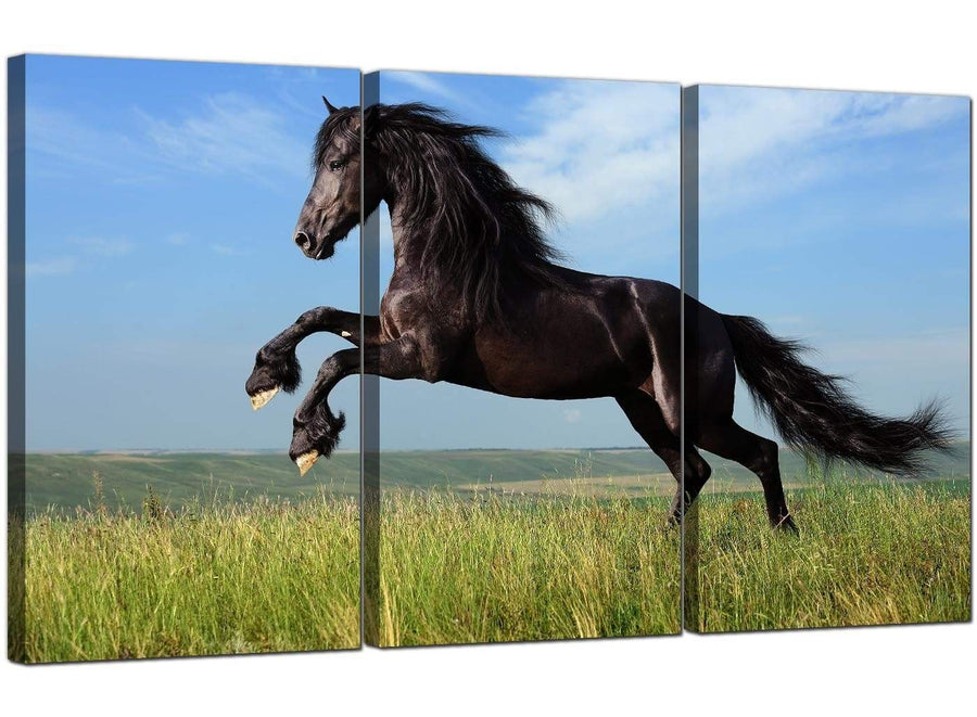 Set of 3 Countryside Canvas Wall Art Horse 3129