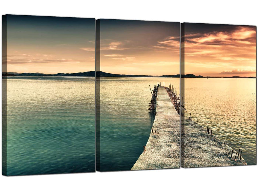 Set of 3 Lakeside Canvas Prints UK Lake Sunset 3108