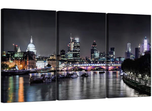 Set of 3 English City Canvas Art London Skyline Britain 3211