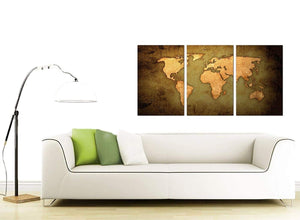3 Panel Map Canvas Prints UK 125cm x 60cm 3189
