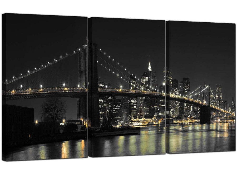 Three Panel Cityscape Canvas Wall Art Manhattan Skyline 3075