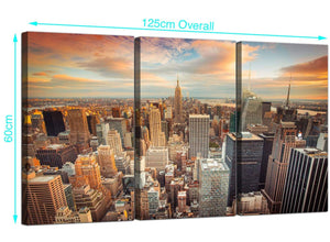 3 Part New York USA Landscape Canvas Pictures 125cm x 60cm 3202