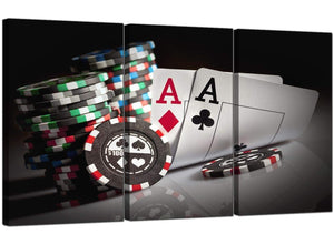 Set of 3 Games Canvas Prints UK Poker Cards 3048