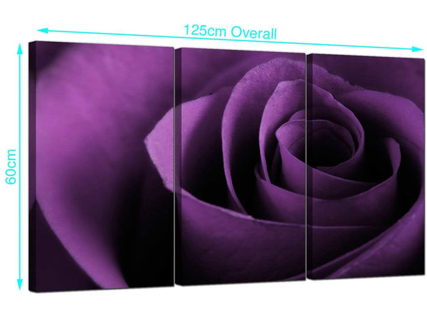3 Panel Rose Canvas Art 125cm x 60cm 3112
