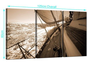 3 Panel Sailing Yacht Canvas Prints 125cm x 60cm 3106