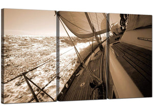Set of 3 Seascape Canvas Wall Art Sailing Boat 3106