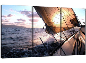 Set of Three Seascape Canvas Prints UK Sailing Boat 3096