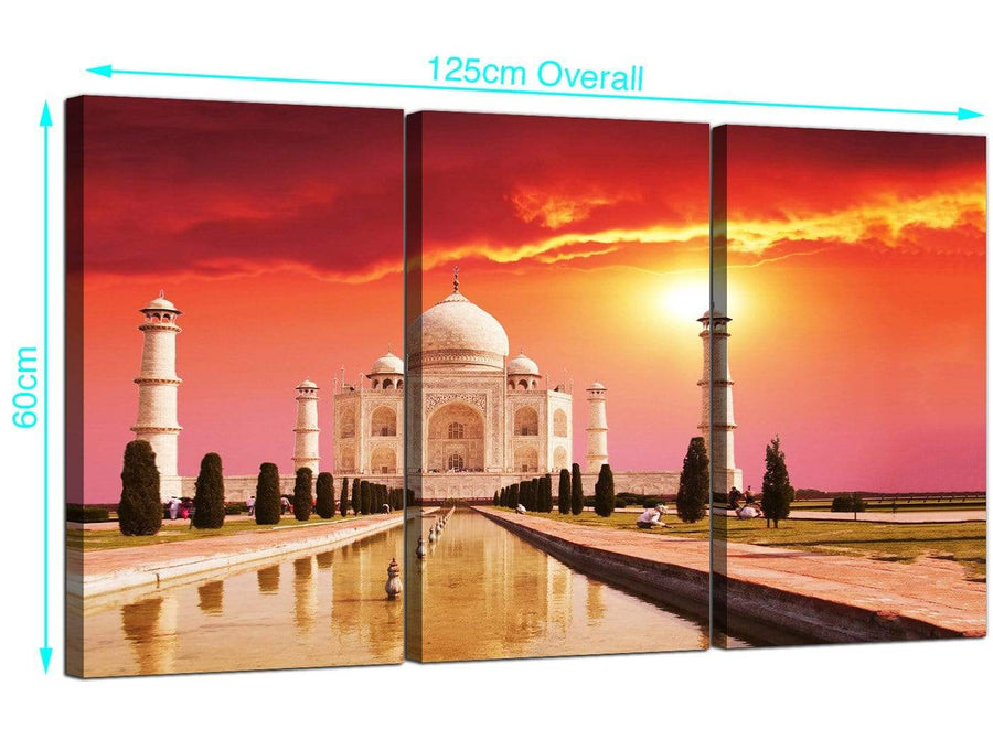Three Panel Romantic Taj Mahal Canvas Prints 125cm x 60cm 3193