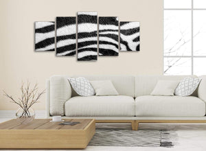 Set of 5 Panel Black White Zebra Animal Print Abstract Living Room Canvas Wall Art Decor - 5471 - 160cm XL Set Artwork