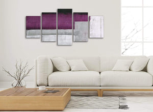 Set of 5 Piece Purple Grey Painting Abstract Office Canvas Wall Art Decorations - 5427 - 160cm XL Set Artwork