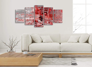 Set of 5 Panel Red Grey Painting Abstract Office Canvas Pictures Decor - 5414 - 160cm XL Set Artwork