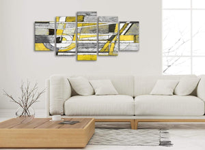 Set of 5 Panel Yellow Grey Painting Abstract Dining Room Canvas Wall Art Decorations - 5400 - 160cm XL Set Artwork