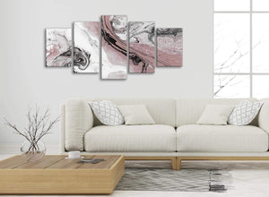 Set of 5 Panel Blush Pink and Grey Swirl Abstract Office Canvas Wall Art Decor - 5463 - 160cm XL Set Artwork