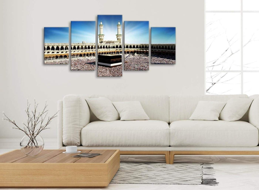 Set of 5 Piece Canvas Wall Art Pictures - Islamic Canvas - Hajj Pilgrimage Kaaba - 5191 - 160cm XL Set Artwork