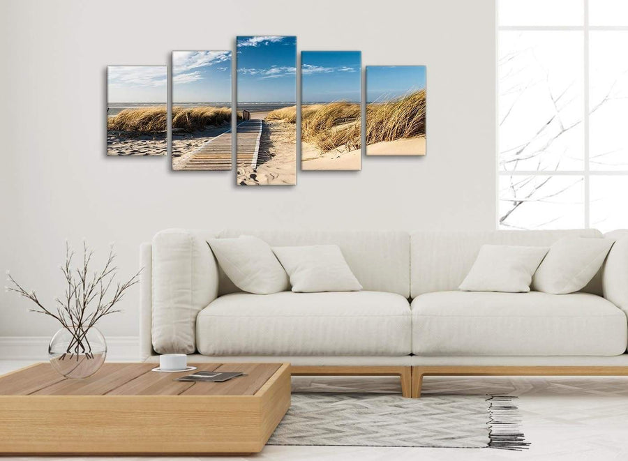 Set of 5 Piece Landscape Canvas Wall Art Prints - Pathway to the Ocean - 5197 - 160cm XL Set Artwork