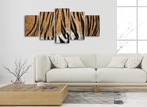 Set of 5 Part Canvas Wall Art Pictures - Tiger Animal Print - 5472 - 160cm XL Set Artwork