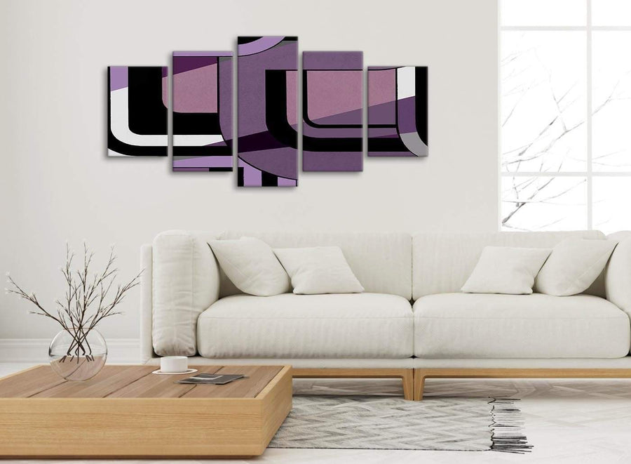Set of 5 Panel Lilac Grey Painting Abstract Dining Room Canvas Pictures Decorations - 5412 - 160cm XL Set Artwork