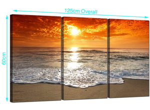 3 Part Caribbean Beach Canvas Art 125cm x 60cm 3152