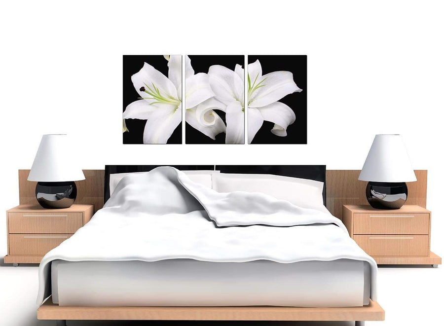 Black White Lily Flower Floral Canvas