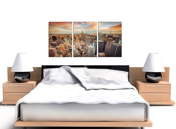 3 Panel American Cityscape Canvas Art 125cm x 60cm 3202