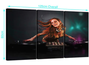 3 Panel DJ with Decks Canvas Pictures 125cm x 60cm 3064