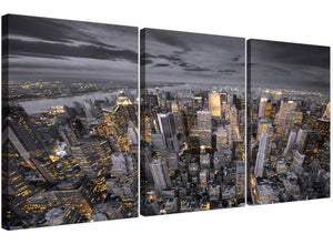 Black White Yellow New York Skyline Cityscape Canvas 