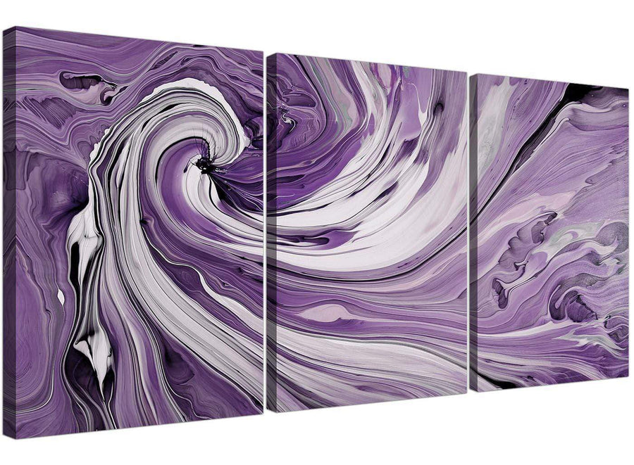 set of three purple and white spiral swirl canvas prints uk living room 3270