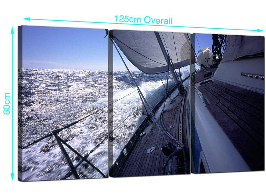 Set of Three Sailing Yacht Canvas Prints 125cm x 60cm 3105