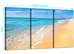 3 Panel Caribbean Beach Canvas Pictures 125cm x 60cm 3199