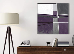 Small Aubergine Grey Painting Kitchen Canvas Wall Art Accessories - Abstract 1s392s - 49cm Square Print