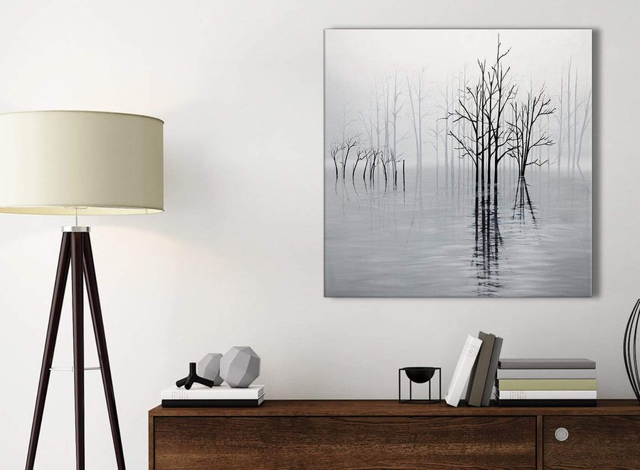 Small Black White Grey Tree Landscape Painting Kitchen Canvas Pictures Accessories - 1s416s - 49cm Square Print