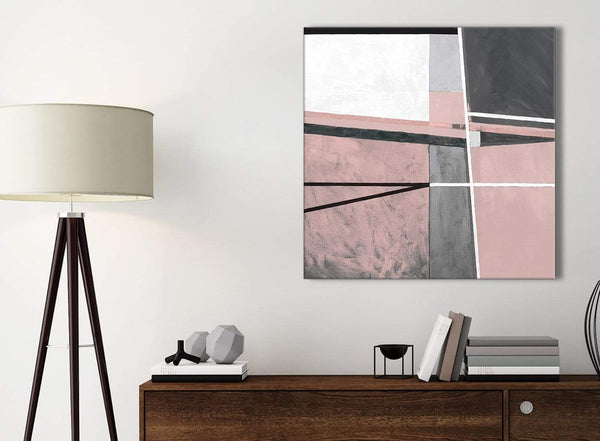 Small Blush Pink Grey Painting Bathroom Canvas Pictures Accessories - Abstract 1s393s - 49cm Square Print