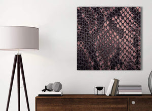 Small Blush Pink Snakeskin Animal Print Kitchen Canvas Wall Art Accessories - Abstract 1s473s - 49cm Square Print