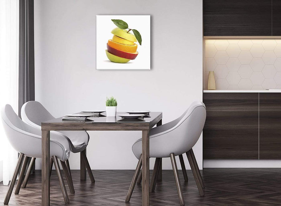 Small Canvas Prints Sliced Fruit - Apple Shape Food Stack - Kitchen - 1s483s - 49cm Square Wall Art