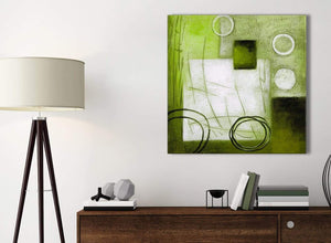 Small Lime Green Painting Bathroom Canvas Pictures Accessories - Abstract 1s431s - 49cm Square Print